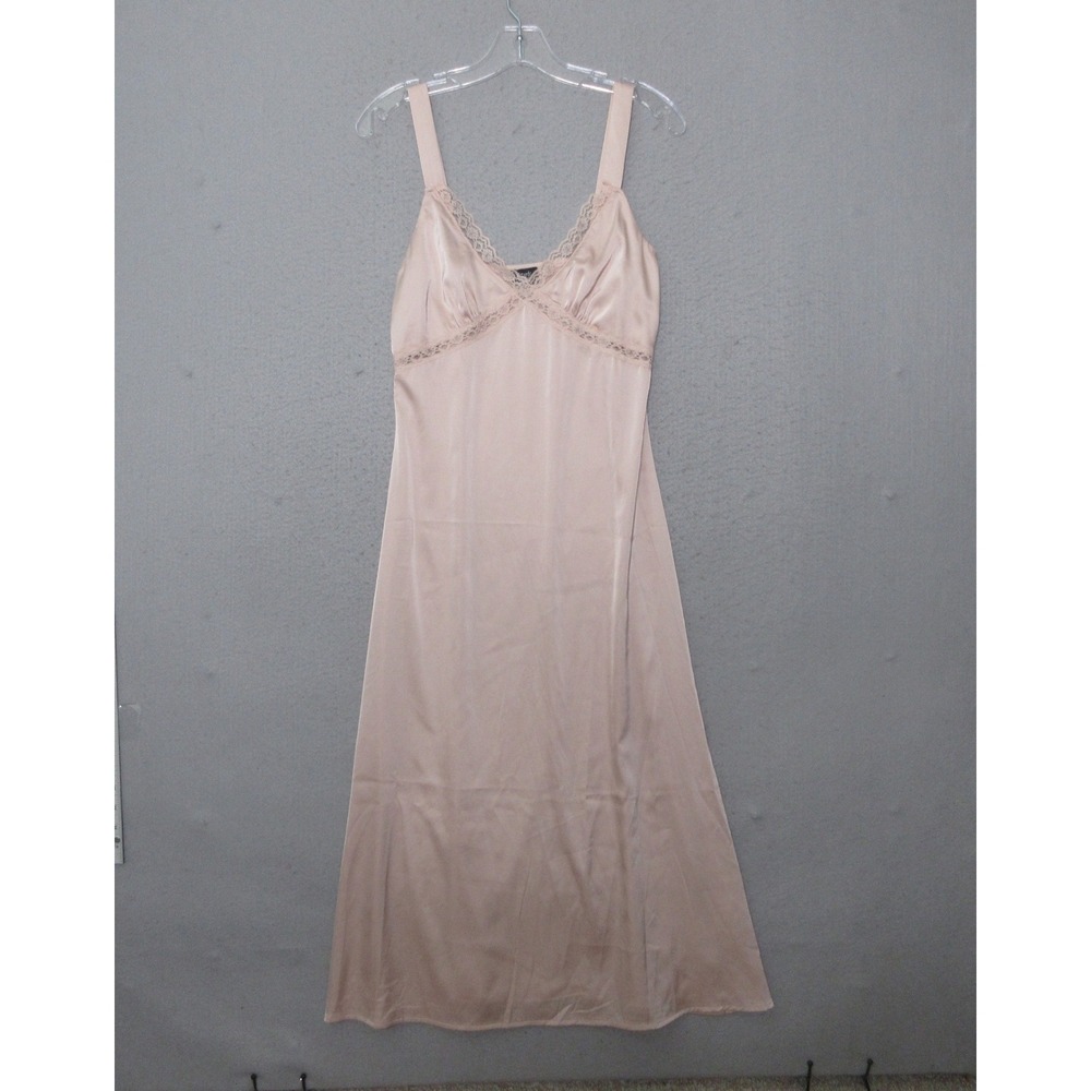 Beverly and Beck Slip Dress Satin Lace Trim Midi Boho Y2K 90s Coquette Romantic